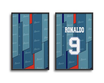 Barcelona Culés 1995-97 Away Kit Print | Poster Wall Art, Football, Personalised Gift, Birthday Gift, Father&#39;s Day Gift
