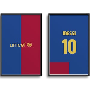 Barcelona Culés 2008-09 Home Kit Print | Poster Wall Art, Football, Personalised Gift, Birthday Gift, Father&#39;s Day Gift