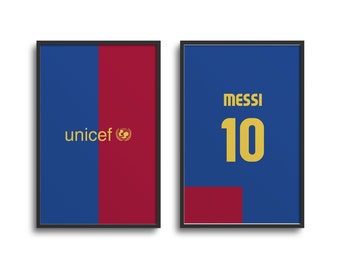 Barcelona Culés 2008-09 Home Kit Print | Poster Wall Art, Football, Personalised Gift, Birthday Gift, Father&#39;s Day Gift