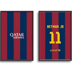 Barcelona Culés 2014-15 Home Kit Print | Poster Wall Art, Football, Personalised Gift, Birthday Gift, Father&#39;s Day Gift