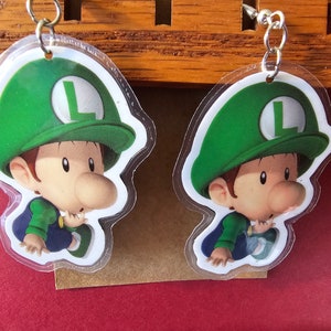 Baby Luigi Dangle Earrings (Super Mario Bros)