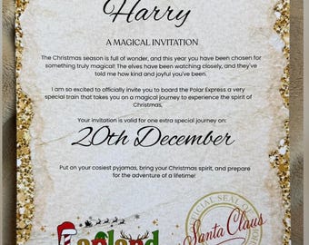 personalised Lapland invitation. Lapland certificate A4. Lapland surprise. Lapland letter. Santa letter
