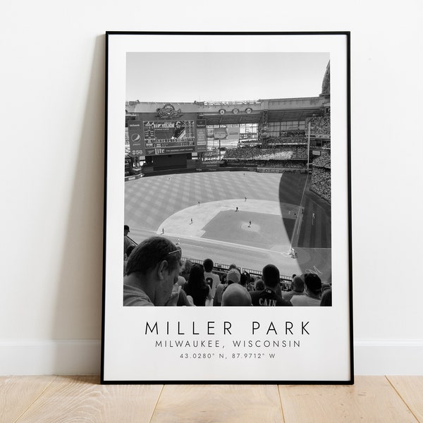 MILLER PARK Milwaukee Brewers | Print for Baseball Lovers | black and white art | Coordinates Print