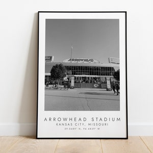 ARROWHEAD STADIUM Kansas City Chiefs | Print for Football Lovers | black and white art | Coordinates Print
