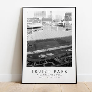 TRUIST PARK Atlanta Braves | Print for Baseball Lovers | black and white art | Coordinates Print