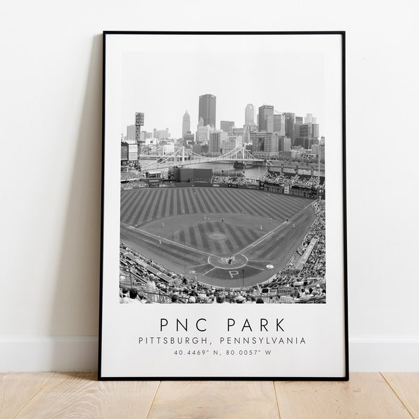 PNC Park Pittsburgh Pirates | Print for Baseball Lovers | black and white art | Coordinates Print