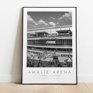 AMALIE ARENA Tampa Bay Lightning | Print for Ice Hockey Lovers | black and white art | Coordinates Print