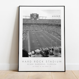 HARD ROCK STADIUM Miami Dolphins | Print for Football Lovers | black and white art | Coordinates Print