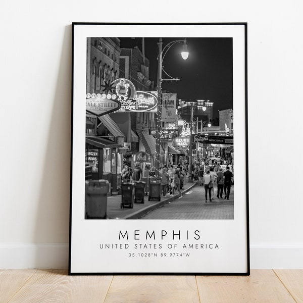 MEMPHIS, USA travel print | Print for Travel Lovers | black and white art | Coordinates Print