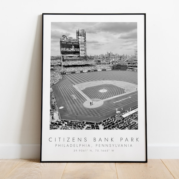 CITIZENS BANK PARK Philadelphia Phillies | Print for Baseball Lovers | black and white art | Coordinates Print