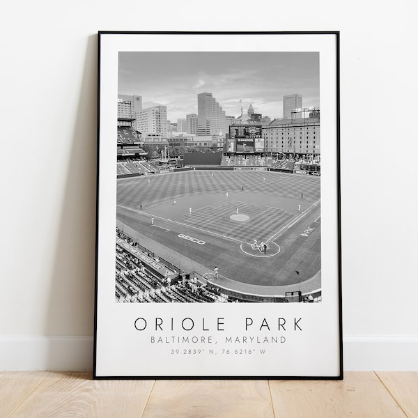 ORIOLE PARK Baltimore Orioles | Print for Baseball Lovers | black and white art | Coordinates Print