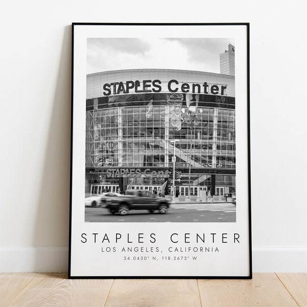 STAPLES CENTER Tondeuses Lakers | impression pour les amateurs de basket-ball | oeuvres d'art en noir et blanc | Impression des coordonnées