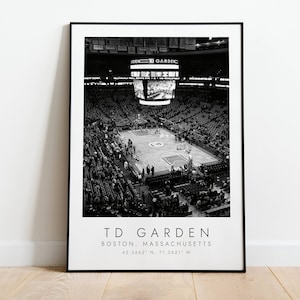 TD GARDEN Boston Celtics | Poster für Basketball-Liebhaber | schwarz weiß Kunst | Koordinaten Print