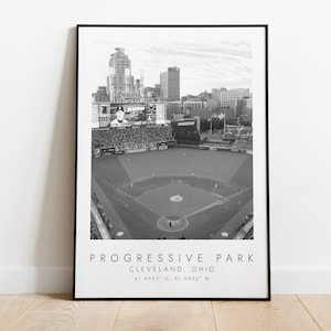 PROGRESSIVES FELD Cleveland Indianer | Poster für Baseball-Liebhaber | schwarz weiß Kunst | Koordinaten Print