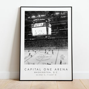 CAPITAL ONE ARENA Washington Capitals | Print for Ice Hockey Lovers | black and white art | Coordinates Print