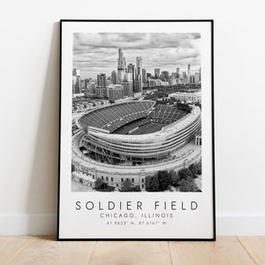 SOLDIER FIELD Chicago Bears | Print for American Football Lovers | black and white art | Coordinates Print