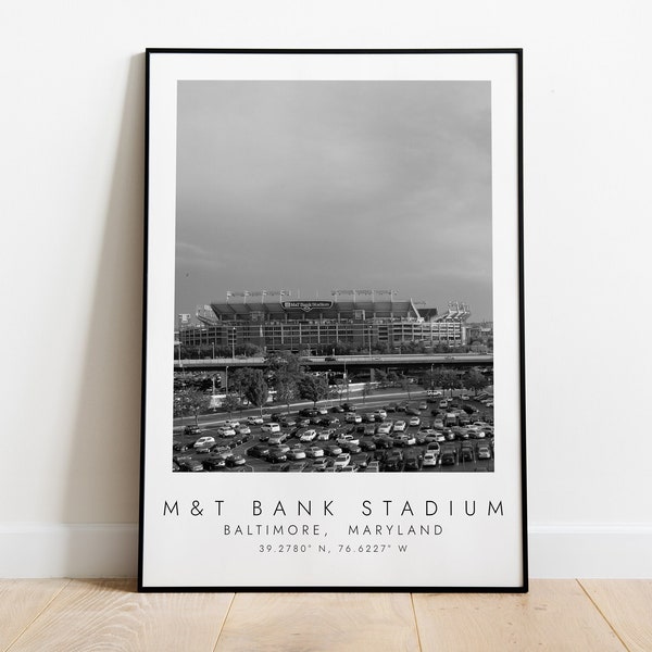 M&T BANK STADIUM Baltimore Ravens | Print for Football Lovers | black and white art | Coordinates Print