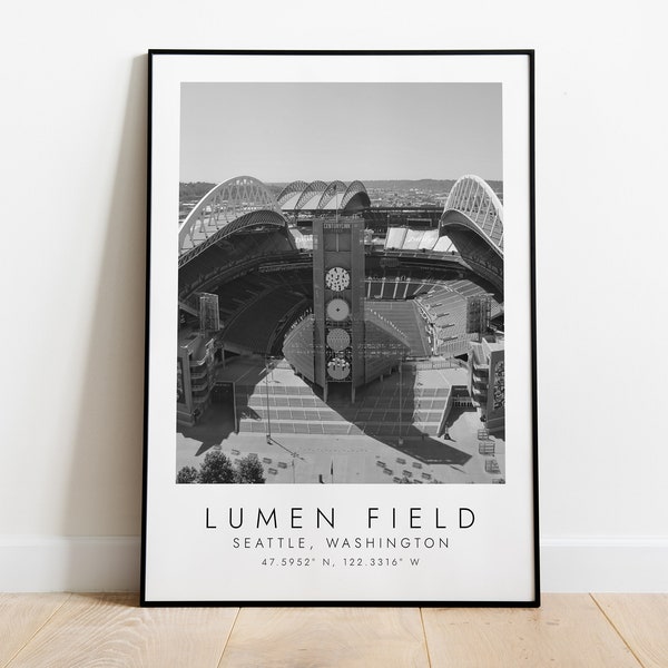 LUMEN FIELD Seattle Seahawks | Print for Football Lovers | black and white art | Coordinates Print