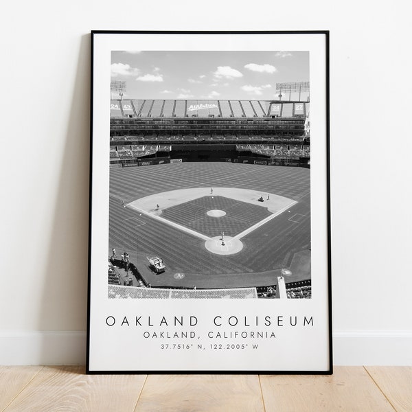 OAKLAND COLISEUM Oakland Athletics | Print for Baseball Lovers | black and white art | Coordinates Print