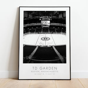 TD GARDEN Boston Bruins | Print for Ice Hockey Lovers | black and white art | Coordinates Print