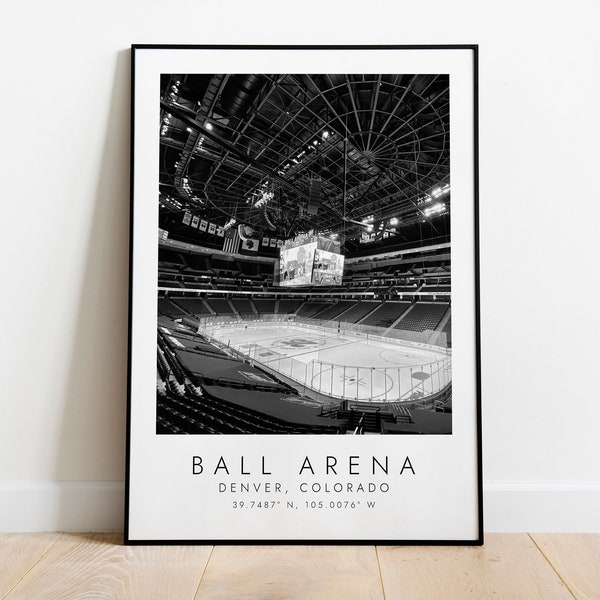 BALL ARENA Colorado Avalanche / Stampa per gli amanti dell'hockey su ghiaccio / arte in bianco e nero / Stampa delle coordinate