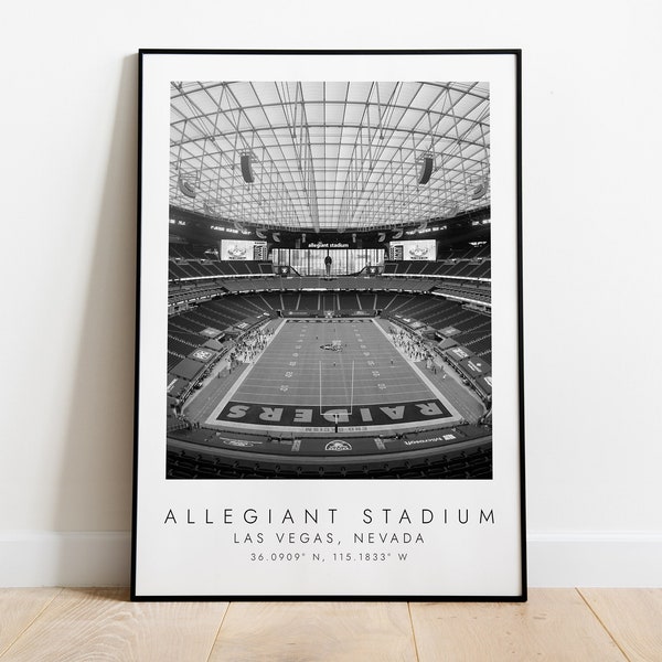 ALLEGIANT STADIUM Las Vegas Raiders | Print for Football Lovers | black and white art | Coordinates Print