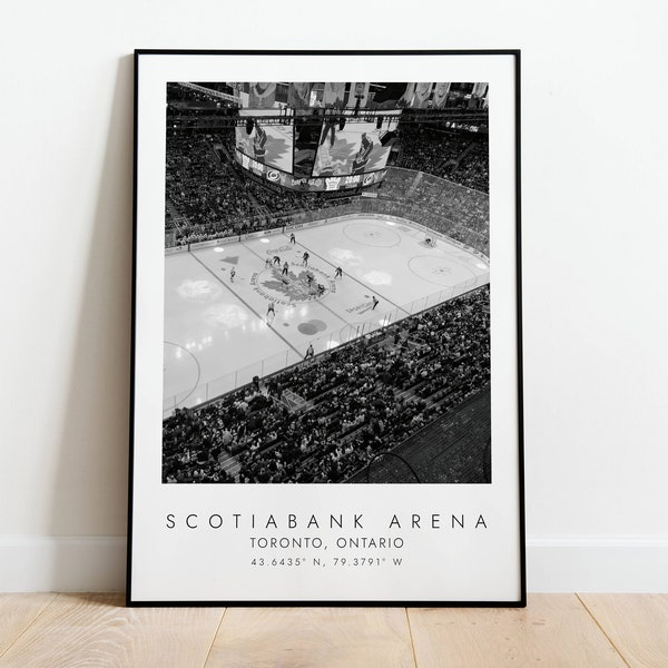 SCOTIABANK ARENA Toronto Ahornblätter | Druck für Eishockey Liebhaber | Schwarz-Weiß-Kunst | Koordinaten Print