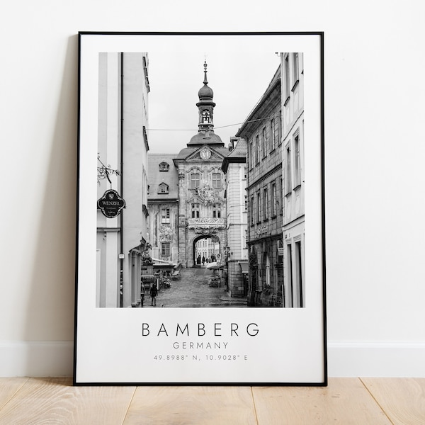 BAMBERG GERMANY travel print | Print for Travel Lovers | black and white art | Coordinates Print