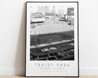 TRUIST PARK Atlanta Braves | Print for Baseball Lovers | black and white art | Coordinates Print