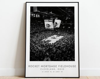 ROCKET MORTGAGE FIELDHOUSE Cleveland Cavaliers | Print for Basketball Lovers | black and white art | Coordinates Print