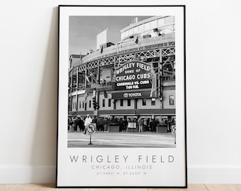 WRIGLEY FIELD Chicago Cubs | Print for Baseball Lovers | black and white art | Coordinates Print