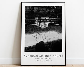 AMERICAN AIRLINES CENTER Dallas Stars | Print for Ice Hockey Lovers | black and white art | Coordinates Print