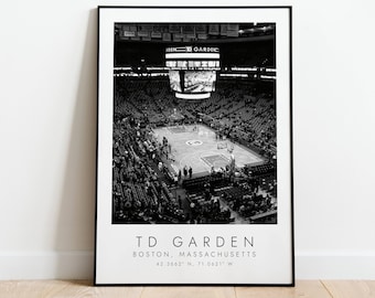 TD GARDEN Boston Celtics | Print for Basketball Lovers | black and white art | Coordinates Print