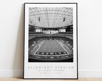 ALLEGIANT STADIUM Las Vegas Raiders | Print for Football Lovers | black and white art | Coordinates Print
