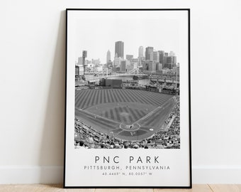 PNC Park Pittsburgh Pirates | Print for Baseball Lovers | black and white art | Coordinates Print