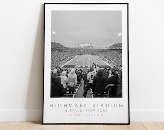 HIGHMARK STADIUM Buffalo Bills | Print for Football Lovers | black and white art | Coordinates Print