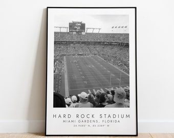 HARD ROCK STADIUM Miami Dolphins | Print for Football Lovers | black and white art | Coordinates Print