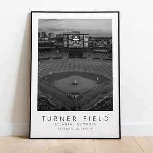 TURNER FIELD Atlanta Braves | Print for Baseball Lovers | black and white art | Coordinates Print