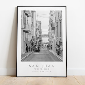 SAN JUAN Puerto Rico travel print | Print for Travel Lovers | black and white art | Coordinates Print