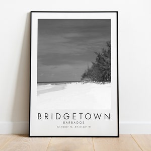 BRIDGETOWN BARBADOS travel print | Print for Travel Lovers | black and white art | Coordinates Print