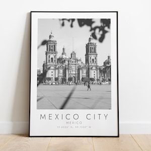 MEXICO CITY Mexico travel print | Print for Travel Lovers | black and white art | Coordinates Print