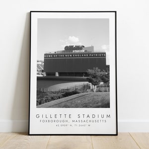 GILLETTE STADIUM New England Patriots | Print for Football Lovers | black and white art | Coordinates Print
