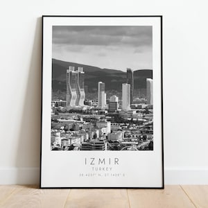 IZMIR TURKEY travel print | Print for Travel Lovers | black and white art | Coordinates Print