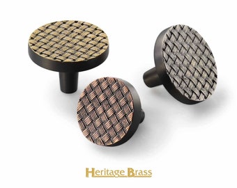 Round Weave Cabinet Knob | Fossil Cabinet Hardware | Cabinet Hardware UK | Heritage Brass