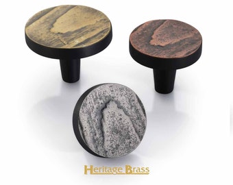 Round Pine Cabinet Knob | Fossil Cabinet Hardware | Cabinet Hardware UK | Heritage Brass