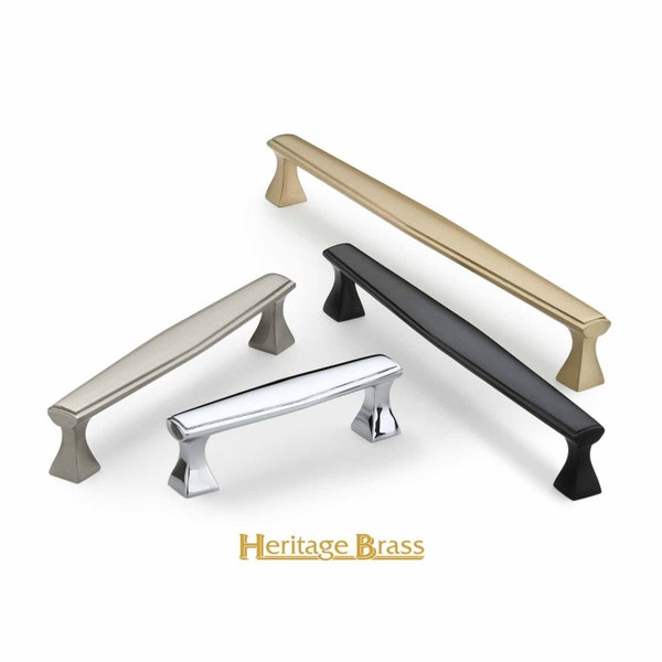 Deco Cabinet Pull Handle |Solid Brass Pulls | Kitchen Cabinet Handle | Heritage Brass | Brass Cabinet Hardware