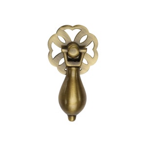 Brass Cabinet Drop Pull | Solid Brass | Kitchen Drawer Pull | Heritage Brass | Brass Cabinet Hardware