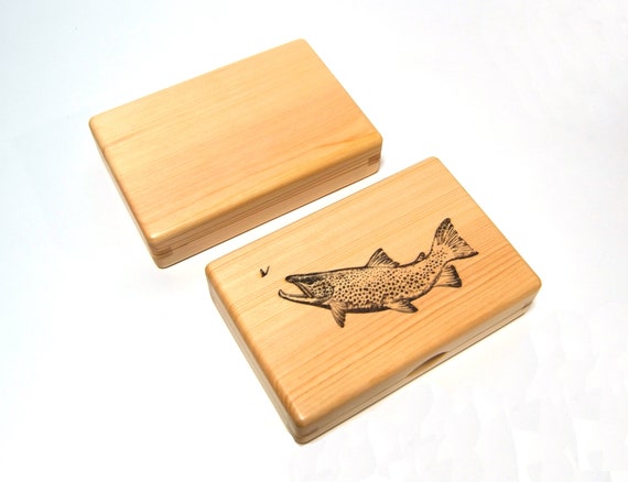 Fly Box, Fly Fishing Box, Wood Fly Box, Engraved Fly Box Fly Box, Fly Fishing Box, Wood Fly Box, Engraved Fly Box