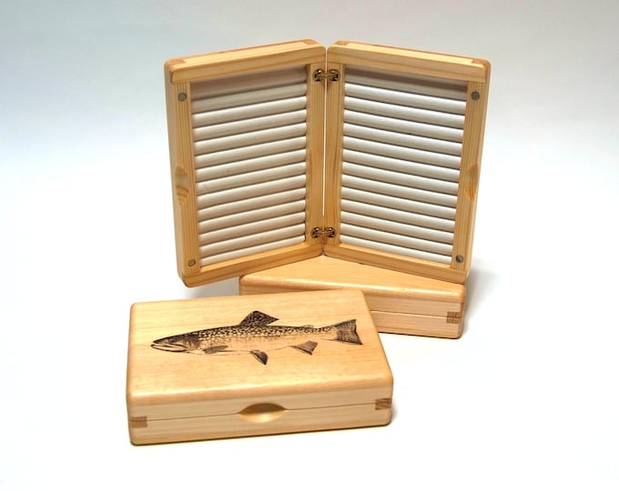 Fly Box, Fly Fishing Box, Wood Fly Box, Engraved Fly Box, with FREE Monogram by request.