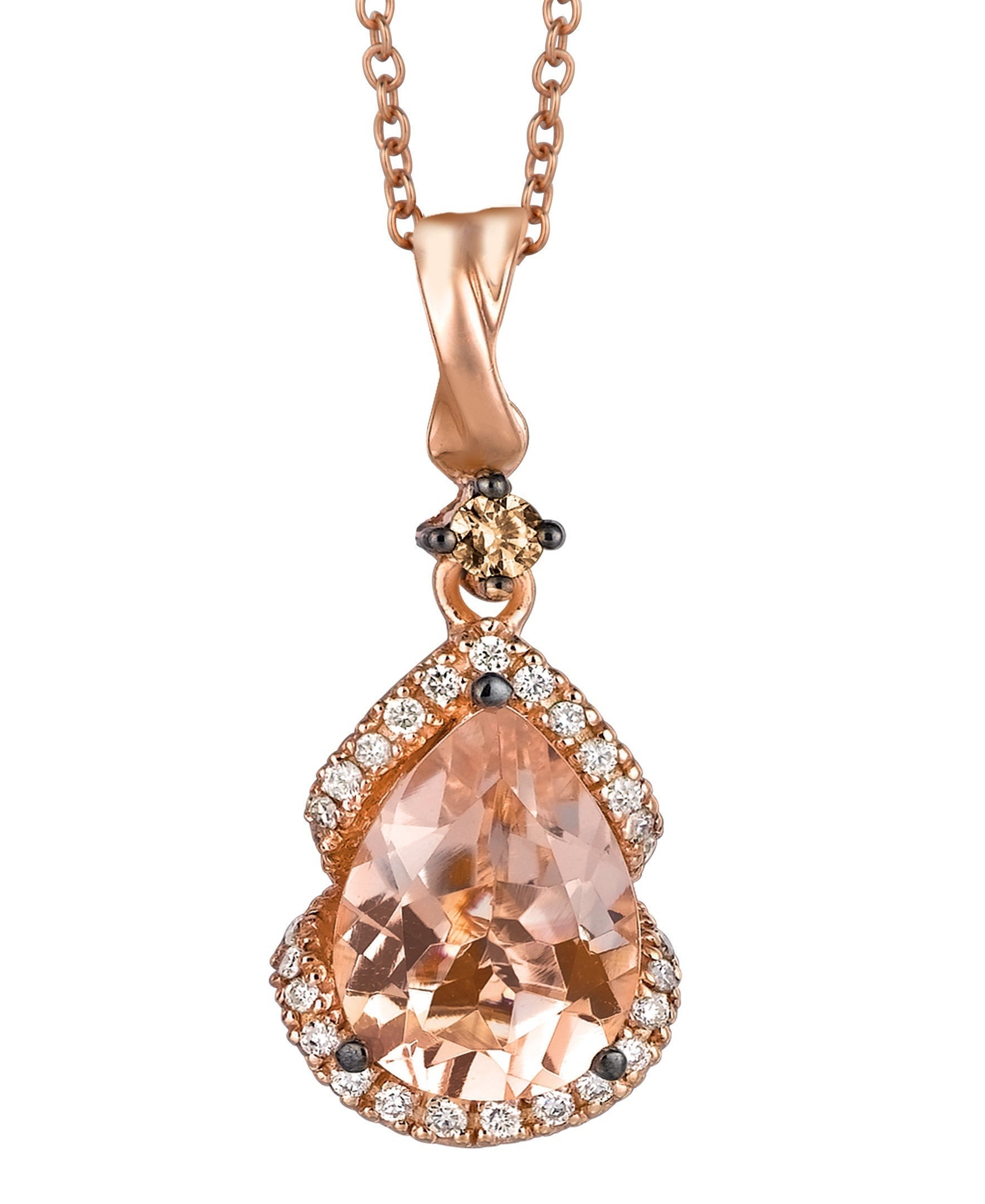 Levian 14K Rose Gold Morganite Chocolate Diamond 1.35 Cts 18 Pendant Necklace Etsy